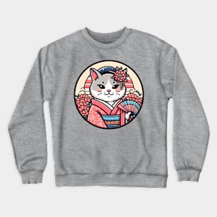 Japanese cat Kimono meow Crewneck Sweatshirt